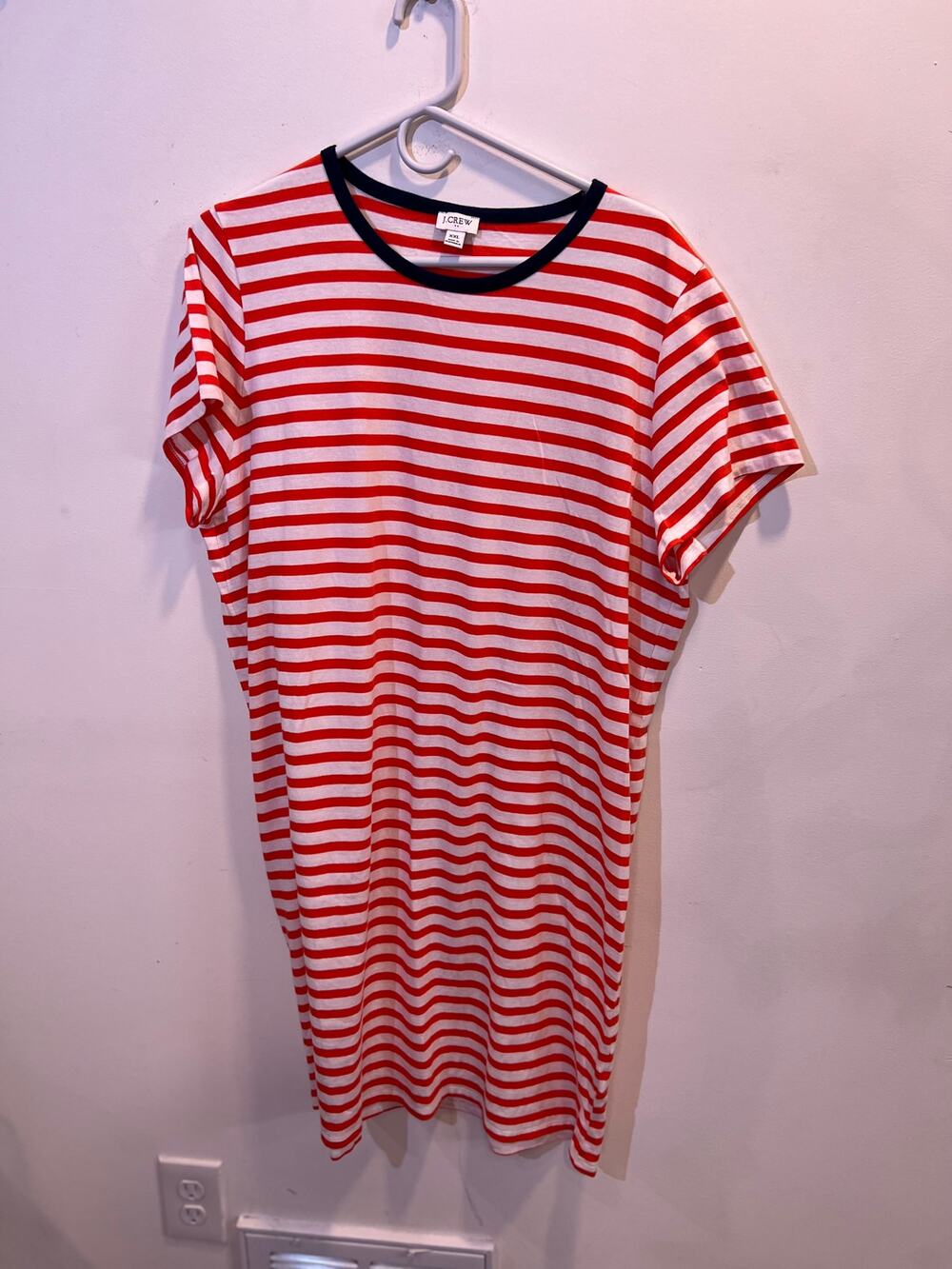 Cream & Red Striped Mini Tshirt Dress - JCrew - XXL